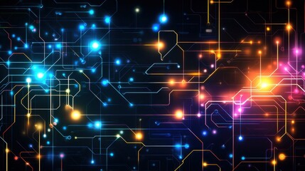Colorful Abstract Circuit Background with Bright Light Effects