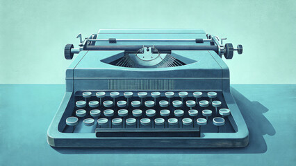 vintage typewriter on minimalist background, evoking nostalgia and creativity