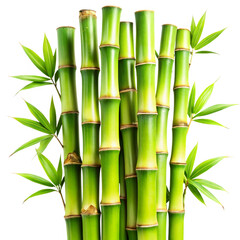 Closeup of Lush Green Bamboo Stalks and Leaves Against Black Background