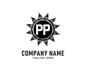 Fototapeta premium PP Monogram logo Design. Sunburst logo Design Elegant PP Initials Company Branding, Vector