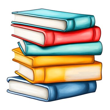 School and Study Material Clipart, colorful stack of books illustration, cartoon style stack of books, stack of books for education and learning