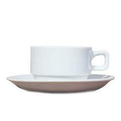 Classic Coffee Cup and Saucer: A pristine, stackable coffee cup and matching saucer on display, symbolizing a moment of pause or refreshment.