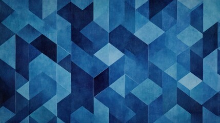 Abstract geometric pattern with shades of blue, textured background.