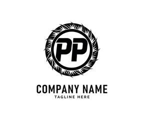 Fototapeta premium PP Monogram logo Design. Bold Black PP logo Design Circular, Spiky, Modern Branding, Vector