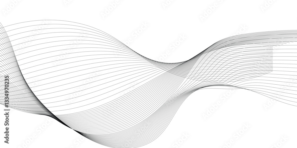 Poster abstract wavy curve lines background. abstract frequency sound wave lines and technology curve lines