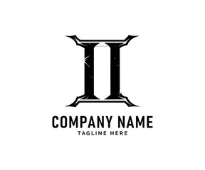 II Monogram logo Design. Monochromatic Gothic Style II logo Design, Vector