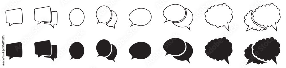 Poster speech bubble line icon bundle - editable stroke