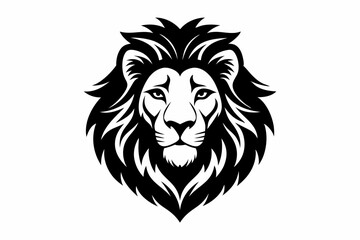 Lion King face logo silhouette black vector