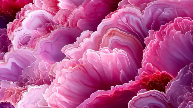 A vibrant abstract representation of pink flowers with layered petals, showcasing intricate details and a blend of shades from light to dark pink mineral pattern texture macro background.