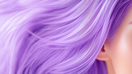 Naklejka premium woman with beautiful long pastel purple silky hair, professional photoshoot
