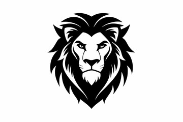 Lion King face logo silhouette black vector