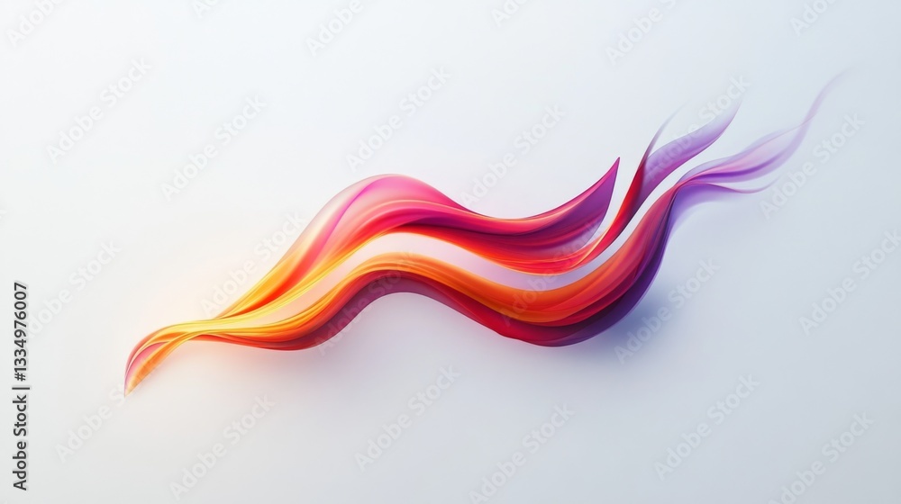 Poster a minimalistic white background with a surreal abstract fire wave floating in the air, combining sim