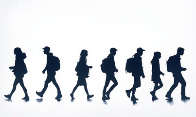 Obraz premium silhouette people go set