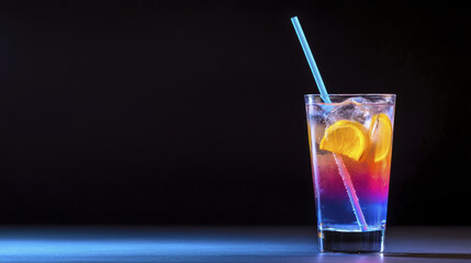 Refreshing cocktail with vibrant colors and lemon slices