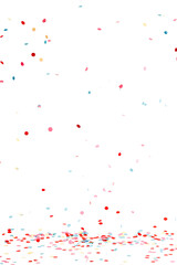 festive falling and flying colorful paper confetti on transparent background	
