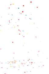festive falling and flying colorful paper confetti on transparent background
