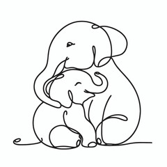 Obraz premium elephants hug silhouette 