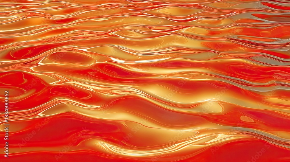 Poster 3d abstract crimson waves blending with subtle orange reflections on a dark background