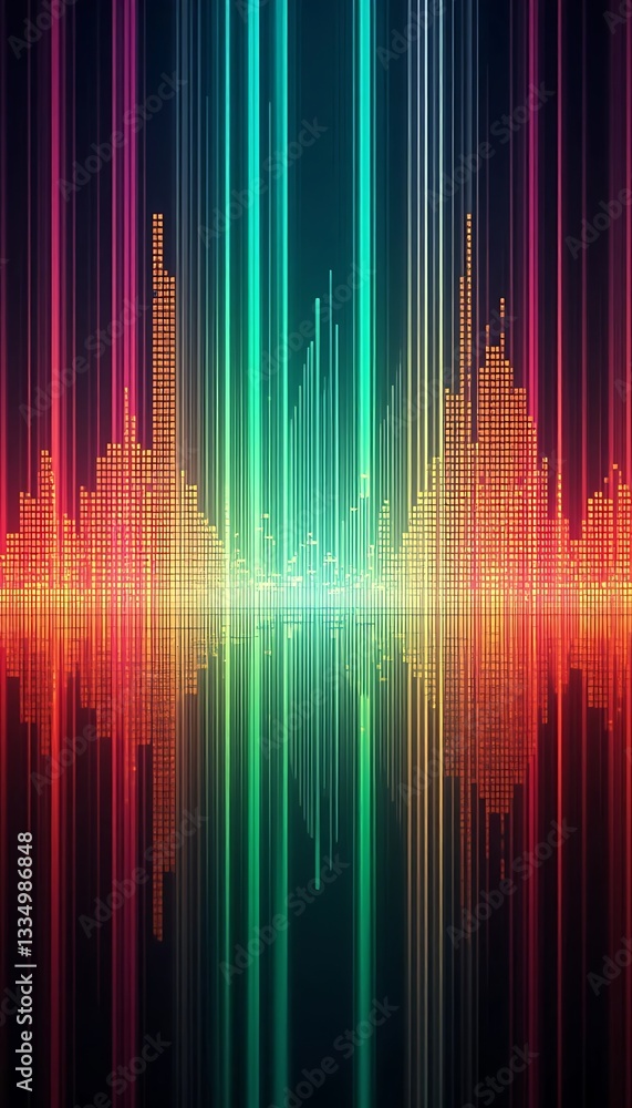 Poster abstract colorful light pattern with geometric shapes and vertical lines