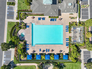 Aerial view of middle class community identical condominium apartment, Oceanside, South California,...