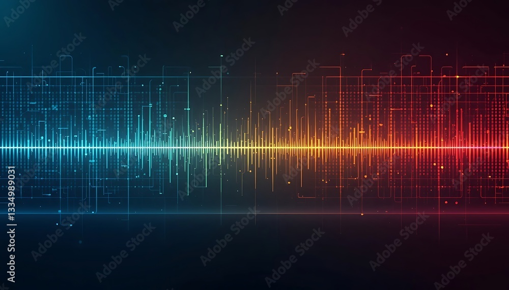 Poster abstract colorful audio wave visualizer technology background for music production