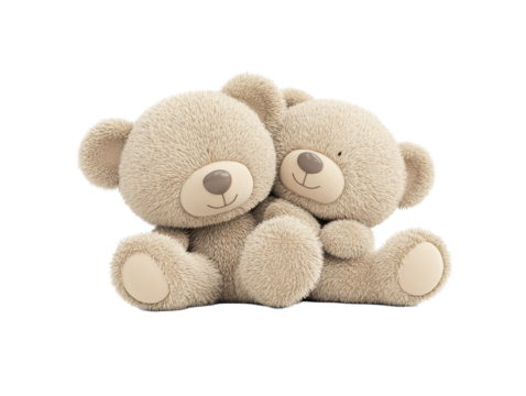 Isolated Two Cute Teddy Bears Hugging