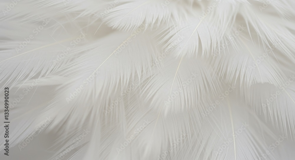 Poster white feather texture background - close-up of soft, white feathers, perfect for backgrounds or desi