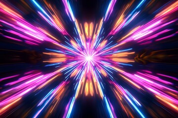 Fototapeta premium Radiant neon burst of dynamic geometric energy