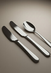 Sleek Silverware Set: A Minimalist Still Life of Cutlery