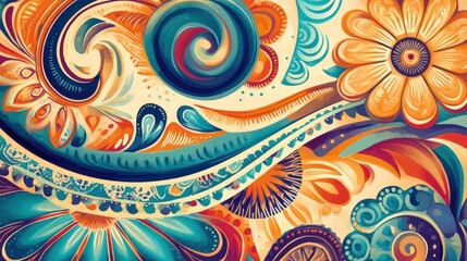 Fototapeta premium Vibrant Abstract Floral Design: A Symphony of Colors and Shapes