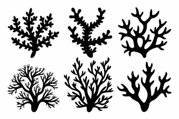 coral set line art silhouette vector illustration