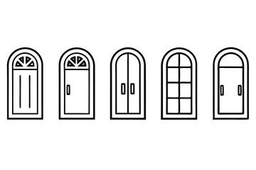 door icon set line art silhouette vector illustration