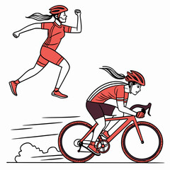 Fototapeta premium Dynamic poses of a person running or cycling