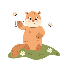 Obraz premium cute cartoon otter. vector illustration of cute otter
