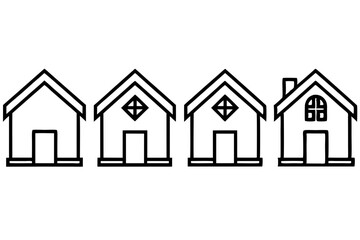 house icon set line art silhouette vector illustration
