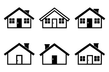 house icon set line art silhouette vector illustration