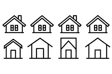 house icon set line art silhouette vector illustration