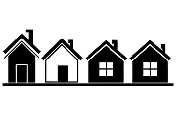 house icon set line art silhouette vector illustration