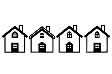house icon set line art silhouette vector illustration