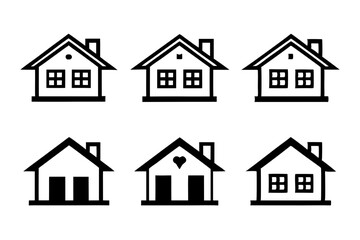 house icon set line art silhouette vector illustration