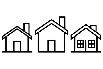 house icon set line art silhouette vector illustration