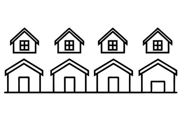 house icon set line art silhouette vector illustration