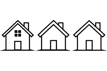 house icon set line art silhouette vector illustration