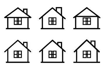 house icon set line art silhouette vector illustration