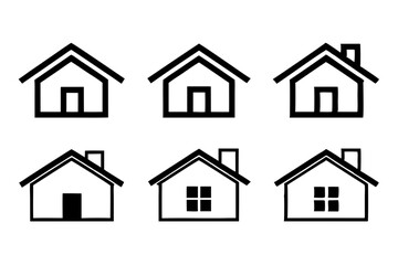 house icon set line art silhouette vector illustration