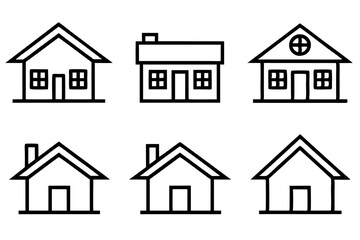 house icon set line art silhouette vector illustration