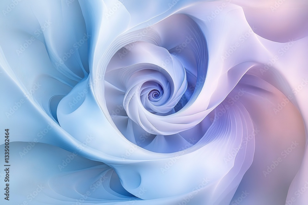 Poster abstract spiral design in serene blues purples and whites create a calming effect