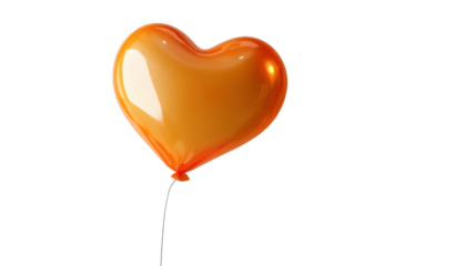 Orange heart balloon 3d render icon isolated on white background
