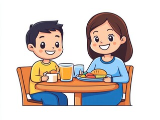 Happy family enjoying breakfast together at a cozy dining table