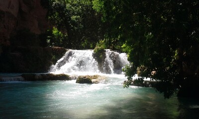 Beaver Falls the farthest downstream waterfall, requiring a hike into the Havasupai area in the...